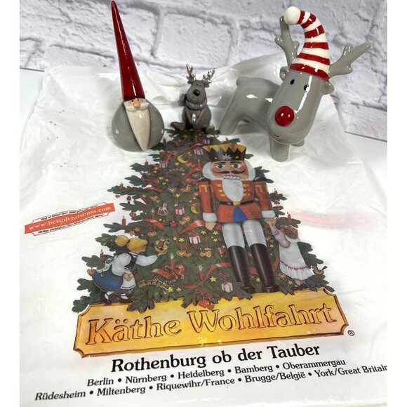 Europe Germany Christmas Market Holiday Ornament Décor Ceramic Santa Reindeer - Picture 5 of 16